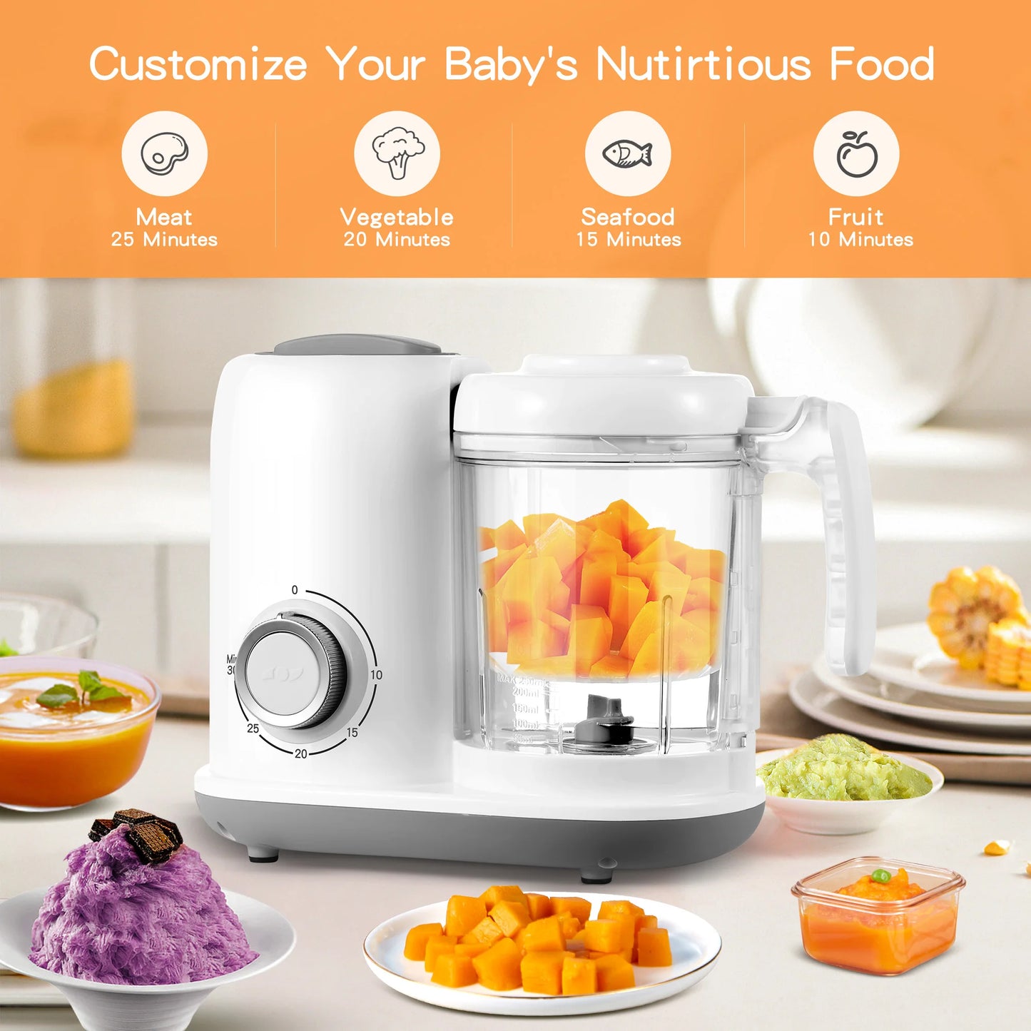 4-in-1 Baby Food Maker & Steamer – Multifunctional Puree Blender for Homemade Baby Meals
