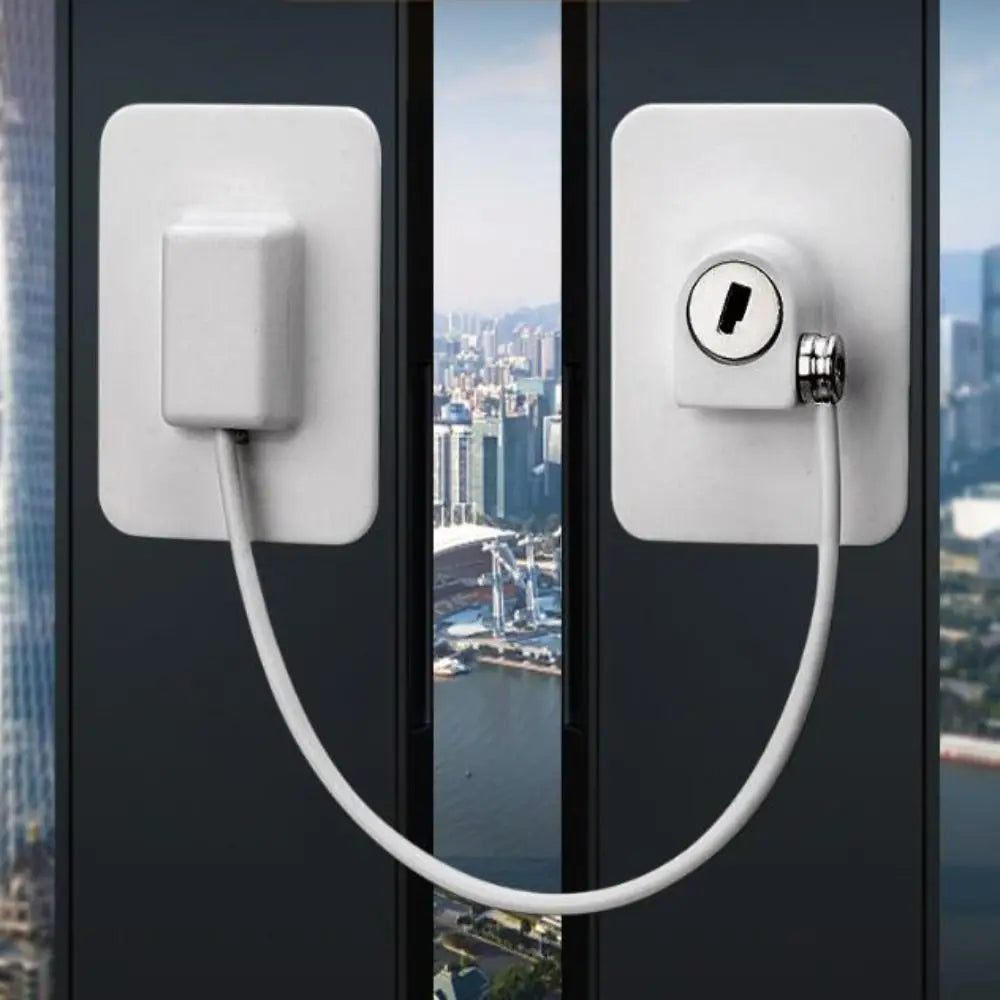 Kids Window Restrictor Lock – Keyed Safety Cable, No Drilling Required
