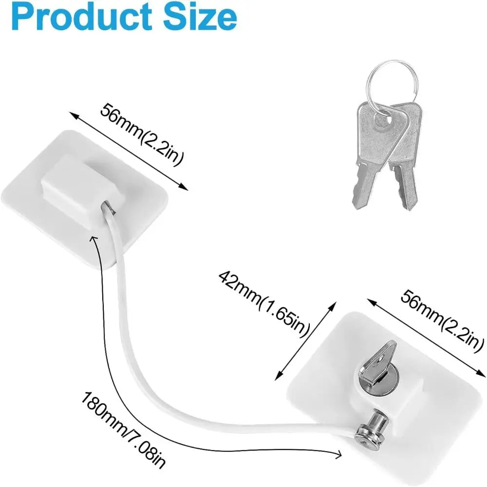 Kids Window Restrictor Lock – Keyed Safety Cable, No Drilling Required