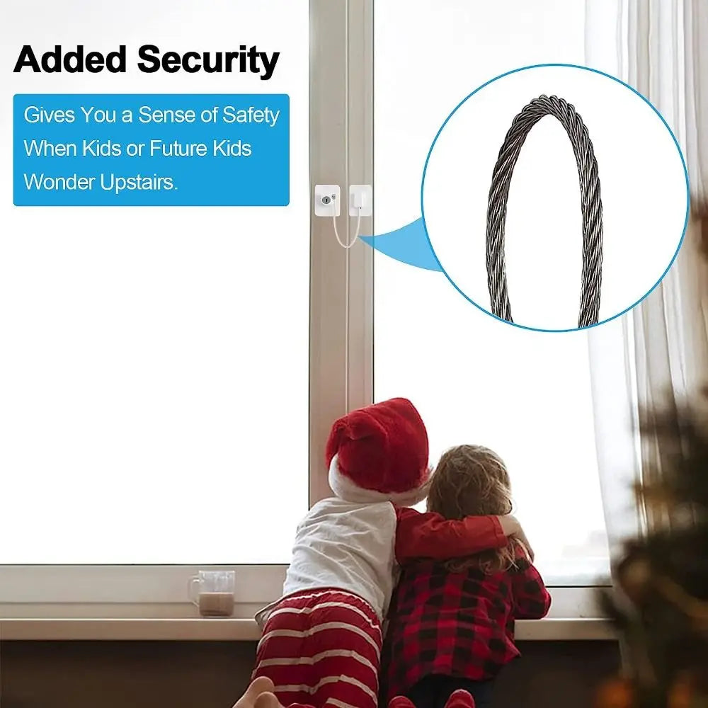 Kids Window Restrictor Lock – Keyed Safety Cable, No Drilling Required