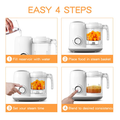 4-in-1 Baby Food Maker & Steamer – Multifunctional Puree Blender for Homemade Baby Meals