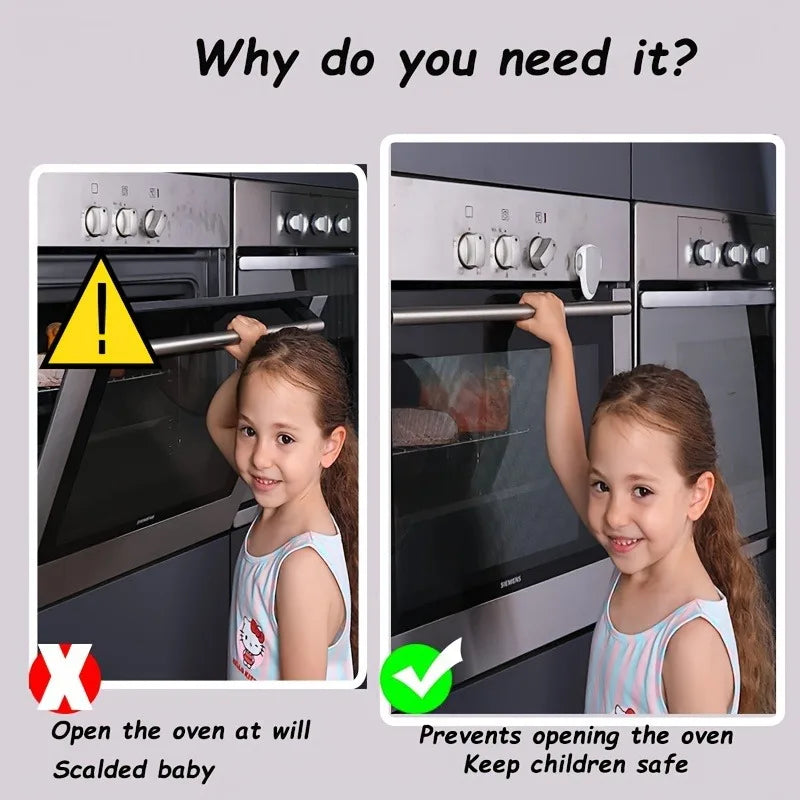 Childproof Oven Door Lock – Heat-Resistant, No-Drill, Easy Stick-On Install