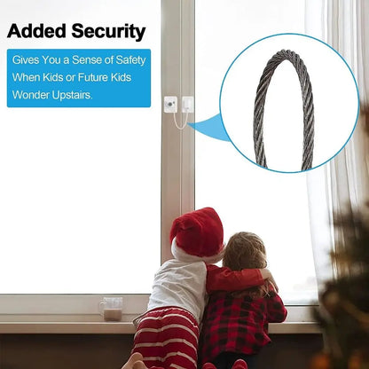 Kids Window Restrictor Lock – Keyed Safety Cable, No Drilling Required